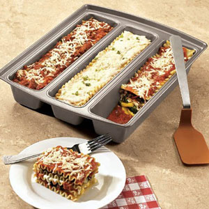 The Trio Lasagna Pan from Chicago Metallic has 3 extraordinary networks enabling.