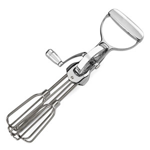 Impression Glass Rotary Egg Beater Mixer A & J metal top.